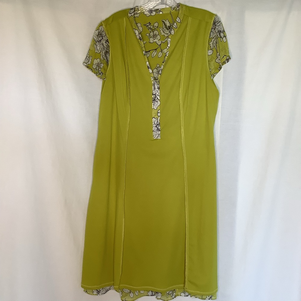 JBS Yellow Green Pintuck Short Sleeve Dress Sz 14 - Picture 6 of 10